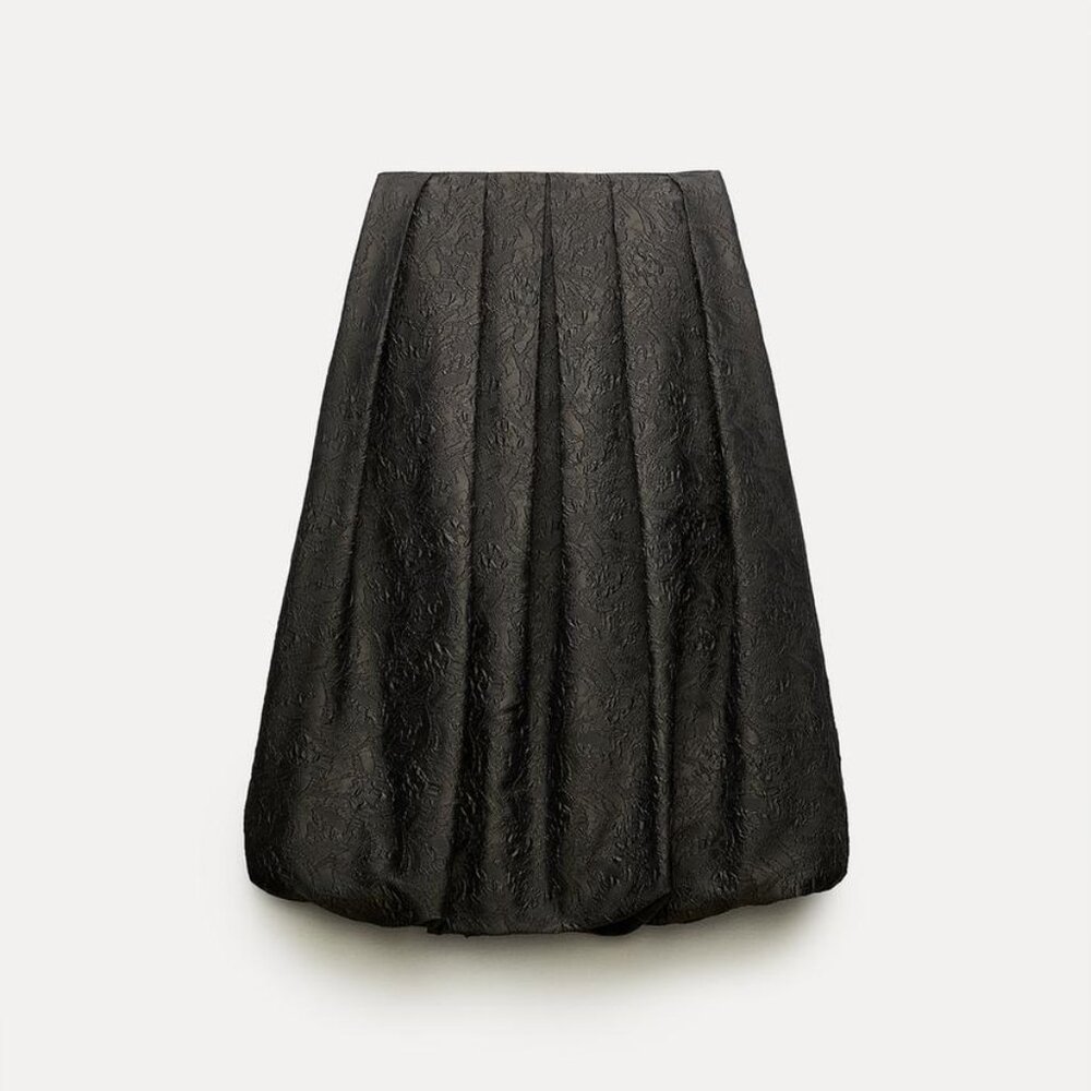 NWT ZARA ZW COLLECTION VOLUMINOUS JACQUARD SKIRT GREEN - Picture 4 of 5